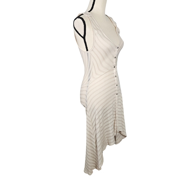 Postmark By Anthropologie Hi/Low Button Up Semi Sheer Swing Dress, Cream, XS - Picture 2 of 15